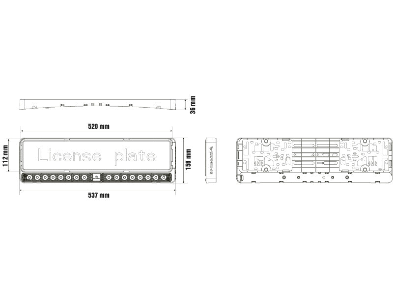 OPTIBEAM E-BAR EU TWIN ūdensizturīgs LED papildlukturis 9–36 V, 8 793 lm, 5 000 K, 450 m, IP68/69K, E-apstiprināts, ar integrētu releju, 537×156×36 mm, 3 gadu garantija