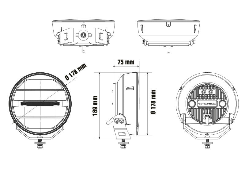 9-36V 7780Lm OPTIBEAM Elites 7 papildlukturis, IP68/69K, ECE R149, R148, R10, auksti balta gaisma 5000K