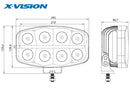 2x pair of LED auxiliary lamps TA_X-VISION QUADRATOR 8x8W CREE LED 10-30V 6500Lm auxiliary lamp, cool white 6000K
