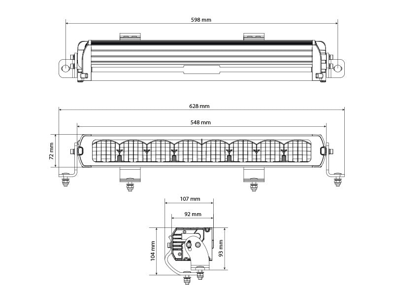 9-36v 8000lM X-VISION Genesis II 600 Spot beam papildlukturia, 4-pin DTP,  R112, R10, garantija 5 gadi, neitrāli balta gaisma 4700K