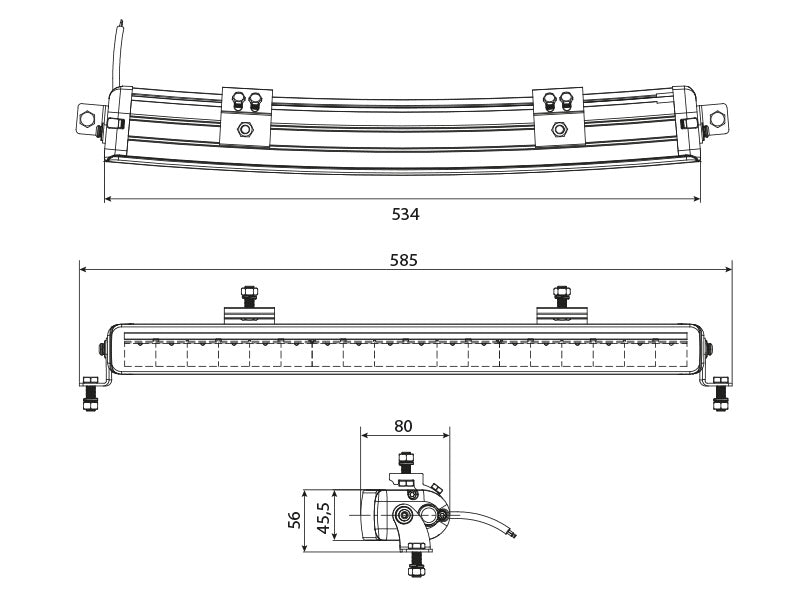 Var iziet TA_12-32V 7600Lm W-LIGHT Wave II 18 x Osram LED  garais papildlukturis, IP67, 4-pin DT, vads 2,20 m, R149, R148, R10, auksti balta gaisma 5000K