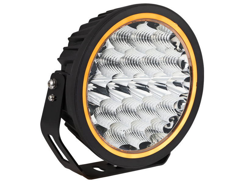 W-LIGHT 9-30V 7600Lm Светодиодная круглая вспомогательная лампа, 2-цветный дальний свет: янтарный/чистый, светодиоды Osram, встроенный DT-клеммник, общая высота с кронштейном 244 мм. Потребляемая мощность 5,33A @ 13,7V DC, холодный белый свет 5700K