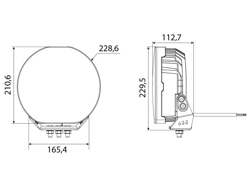 W-LIGHT Fury 9" 12-48V 9000Lm 5500K 16 LED вспомогательная лампа, круглая, черная, ⌀ 229.00 x 85.00mm, R148, R149, R10, R65 cl.1
