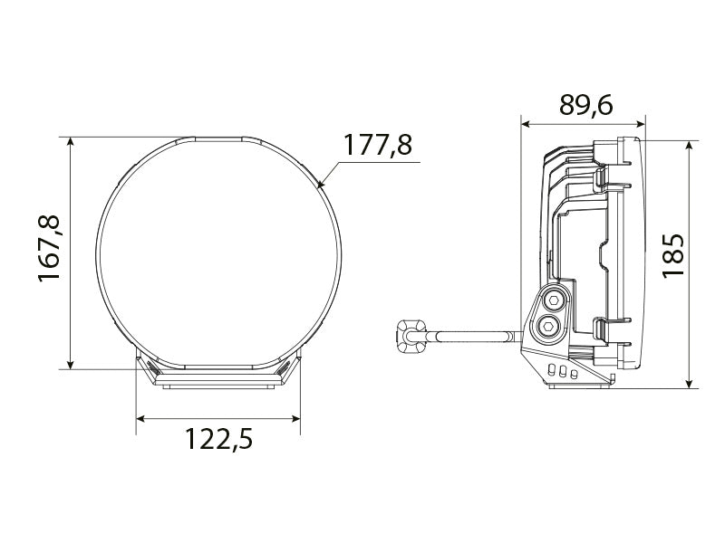 12-48V 6700Lm W-LIGHT Fury 7" arbetslampa, IP67, ECE R148, R149, R10, R65, 4-polig DT, 2,2m, kallvitt ljus 5700K