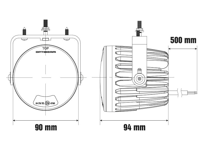 OPTIBEAM LED Fog Light, Color Temperature: 4000 K, 9–30 V, 1000 lm, 3-year warranty