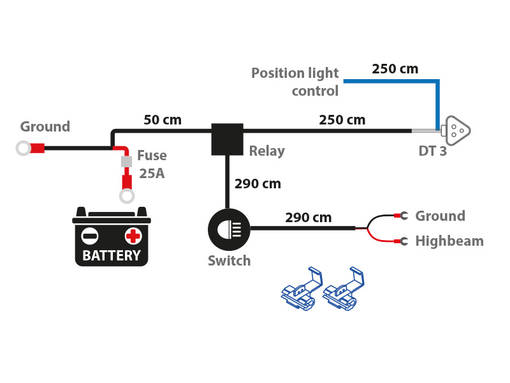 LED lukturu elektroinstalācijas komplekts, 3-pin DT