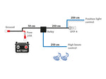 12V Elektroinstalācijas komplekts 4 kontaktu DTP Deutsch vadu komplekts, 2,5 mm² kabeļi, 4 kontaktu 12V 40A relejs, 25A drošinātājs
