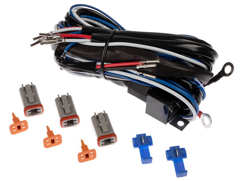4-pin DT Deutsch wiring kit for three additional lights, 4 mm² cables, 4-pin 12V 40A relay, 30A fuse