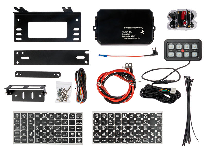 OPTIBEAM vadības panelis ar 8 pogām, Spriegums: 12-24V ar kopējo jaudu līdz 60 ampēriem, garantija 3 gadi