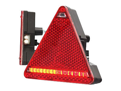WAS vasak – LED haagise tagatuli kolmnurkse helkuriga, 5 funktsiooni, 10–36 V, ECE, kaabel 2 m, 145 × 163 × 63 mm