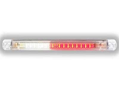 Fog lamp 20xLED, Backlight 12xLED, clear glass, E-mounted. Wiring 250mm (3x0.5mm2), 12V 1.5/3.6W, 24V 3/7.2W, screws 212mm, IP66/68