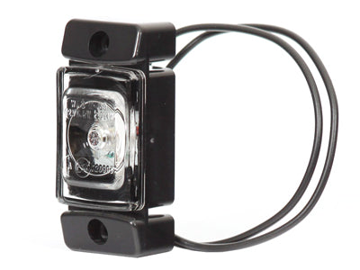 Светодиодный маркерный фонарь 12-24 В, прозрачный, передний маркерный фонарь, ECE, IP66/68, крепежные отверстия 2×Ø5 мм, расстояние 58 мм, провода 220 мм 0,75 мм², 72×32×23 мм