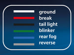 12-24V Autoline LED Rear Combination Lamp: right, brake, marker, fog, reversing, number plate, mode indicator, triangular reflector, IP67, screws 152mm, cable 250mm, 240x140x31mm