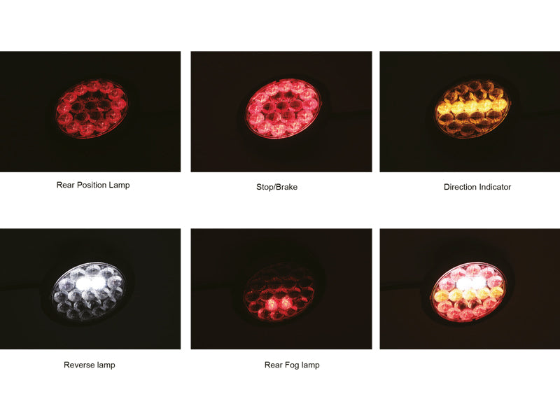 10-30V LED aizmugurējais lukturis, ECE R148, EMC R10, IP67, melns, kreisais/labais
