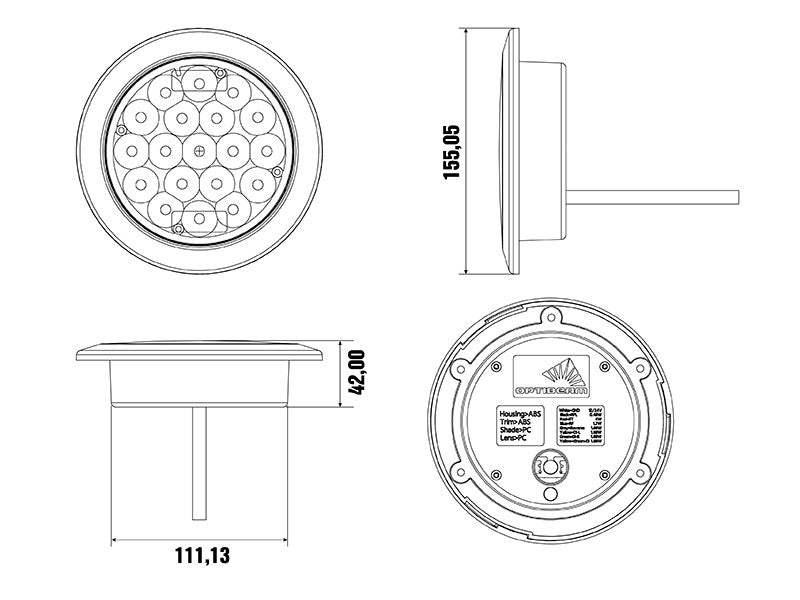 10-30V LED aizmugurējais lukturis, ECE R148, EMC R10, IP67, melns, kreisais/labais