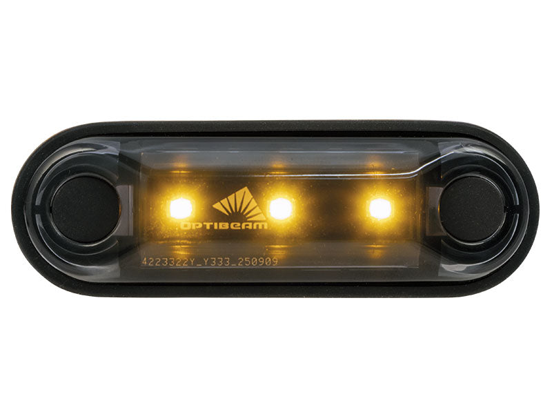 LED priekšējais signāllukturis 10–36 V, dzintara, 3 LED, IP67, ADR, 5 m kabelis, 85,38 x 28,08 x 14,50 mm
