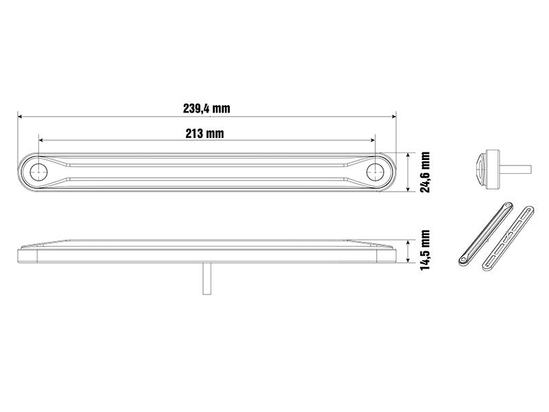 OPTIBEAM LED gabarītgaisma Dark Phantom, dzeltena, 10-36V, IP67, 239 mm