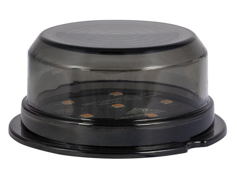OPTIBEAM Dark Phantom 0,72W 6 LED kupolveida sānu gabarītlukturis, 10–32V, dzeltens, IP67, Ø70,4x31,8mm, 5m ADR kabelis, ECE R148, EMC R10, 3 gadu garantija