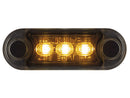 OPTIBEAM Dark Phantom brīdinājuma LED gaisma ar 3 LED, 8 mirgošanas režīmiem, IP67, 10–36 V, dzeltena, ar 0,5 m kabeli