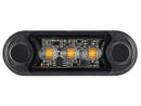 OPTIBEAM Dark Phantom brīdinājuma LED gaisma ar 3 LED, 8 mirgošanas režīmiem, IP67, 10–36 V, dzeltena, ar 0,5 m kabeli