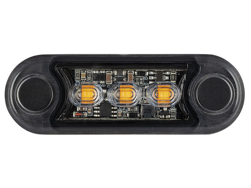 OPTIBEAM Dark Phantom светодиодная сигнальная лампа с 3 светодиодами, 8 режимами мигания, IP67, 10–36 В, жёлтая, с кабелем длиной 0,5 м