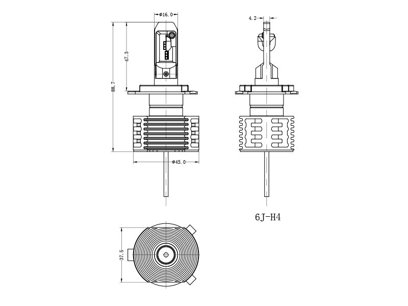 25W 12/24V AUTOLINE LED-H4 auto spuldze, ECE R10, auksti balta gaisma 6000K