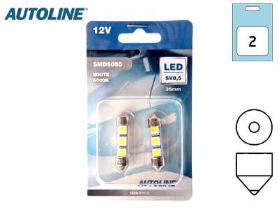 12V 0.42W 36mm LED car bulb, cool white light 6000K