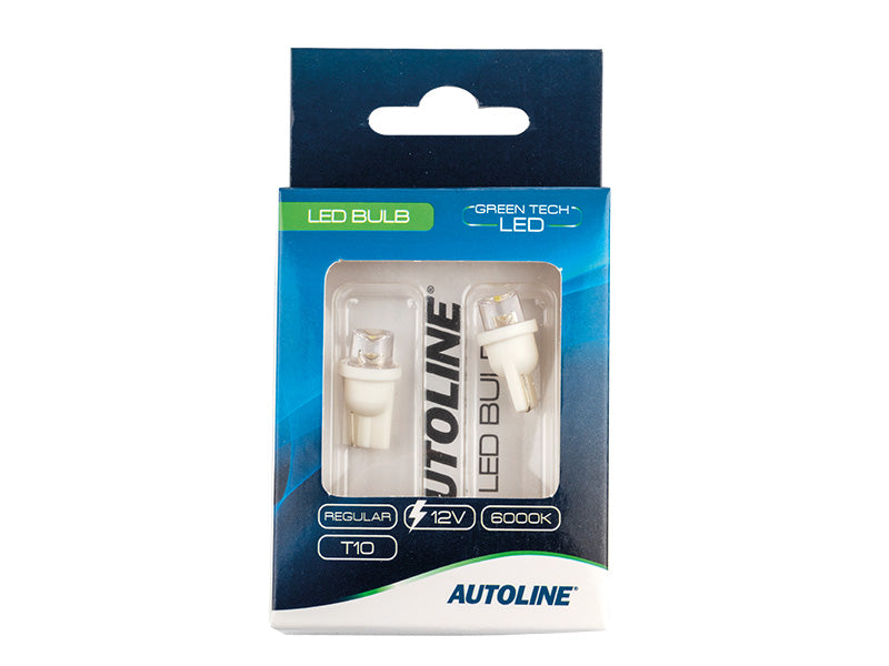 0.2W(5Lm/10Lm) 12V AUTOLINE LED auto spuldzes 2gb, T10, W2.1x9.5d, 17 mA, auksti balta gaisma 6000K