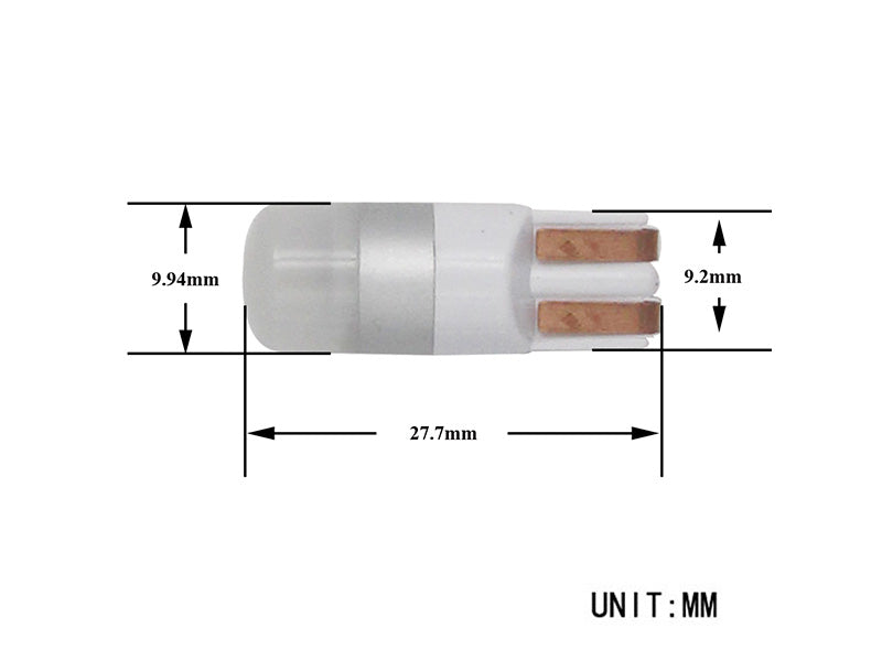 1,2W (100Lm/800Lm) 12V AUTOLINE LED billampor 2gb, T10, W2.1x9.5d, 100 mA, kallt vitt ljus 6000K
