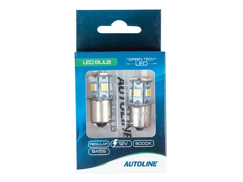 2.1W(180Lm/360Lm) 12V AUTOLINE LED car bulbs 2gb, BA15s, 179 mA, cool white light 6000K