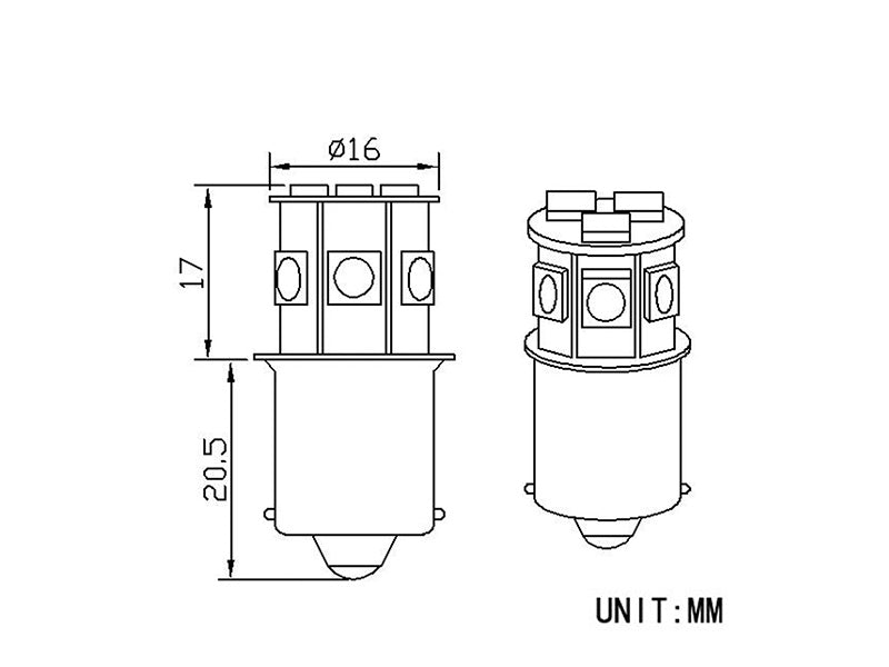 2.1W(180Lm/360Lm) 12V AUTOLINE LED car bulbs 2gb, BA15s, 179 mA, cool white light 6000K