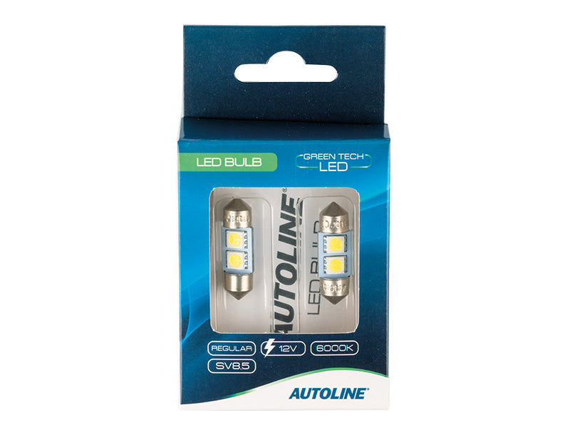 0.43W(21/40Lm) 12V AUTOLINE LED car bulbs 2gb, SV8.5, 36 mA, cool white light 6000K