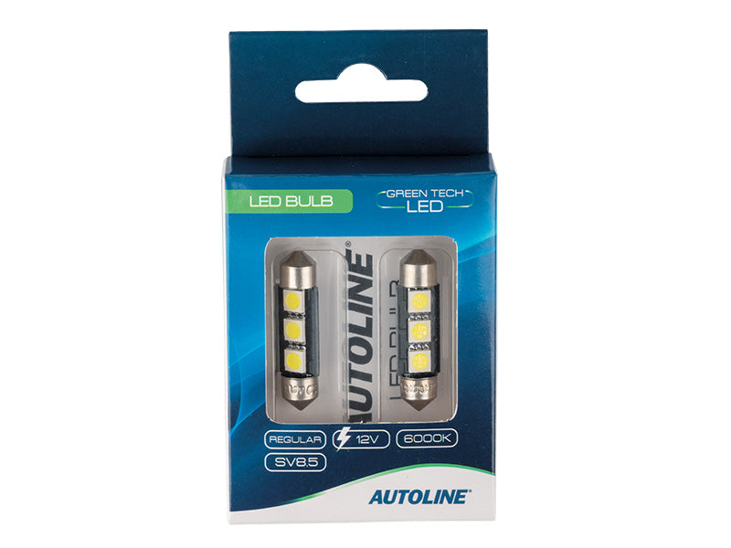 0.37W(29/60Lm) 12V AUTOLINE LED auto spuldzes 2gb, SV8.5, 31 mA, auksti balta gaisma 6000K