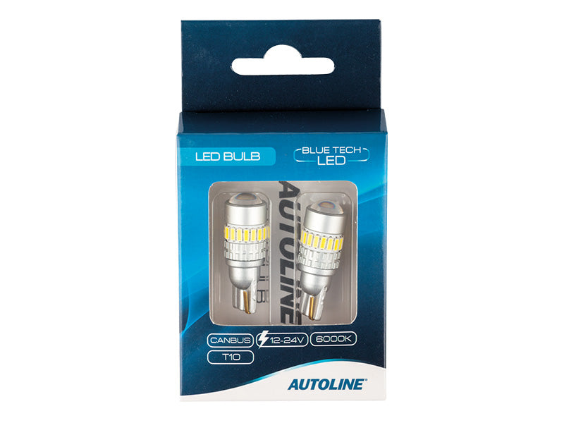 Led T10 glödlampa. 2gb pack, Lumen: 945 lm, Spänning: 12/24V, Färgtemperatur: 6000 K
