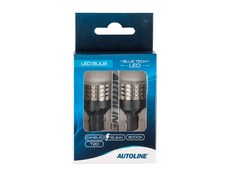 6.6W (380Lm/2400Lm) 12/24V AUTOLINE LED autopirnid 2gb, T20, W3x16d, 570 mA @12V, jahe valge valgus 6000K