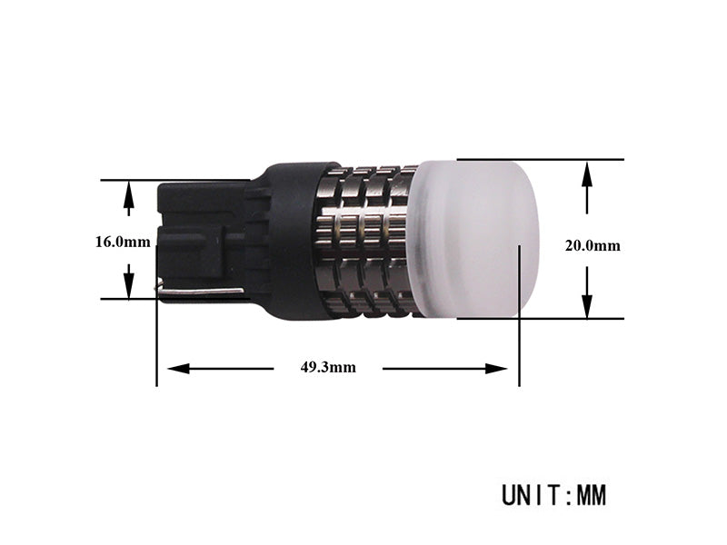 6.6W (380Lm/2400Lm) 12/24V AUTOLINE LED autopirnid 2gb, T20, W3x16d, 570 mA @12V, jahe valge valgus 6000K