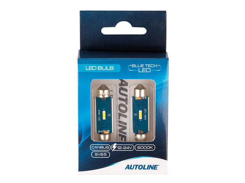 2.3W(160Lm/800Lm) 12/24V AUTOLINE LED car bulbs 2gb, SV8.5, 190 mA @12V, cool white light 6000K
