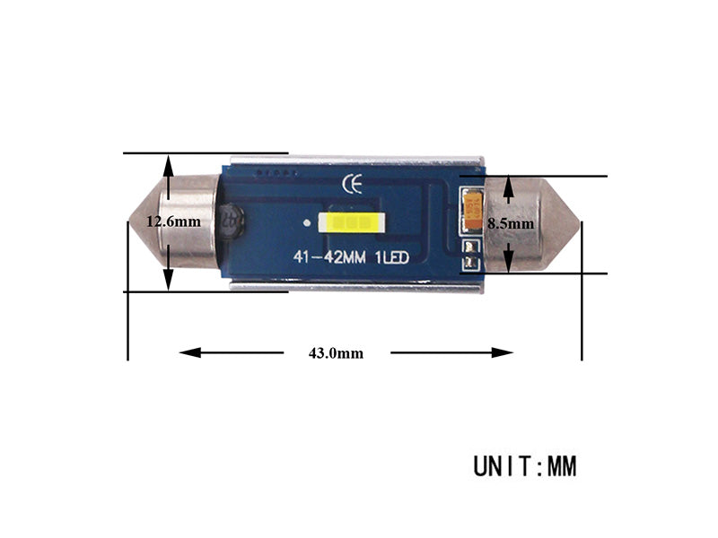 2.3W(160Lm/800Lm) 12/24V AUTOLINE LED car bulbs 2gb, SV8.5, 190 mA @12V, cool white light 6000K