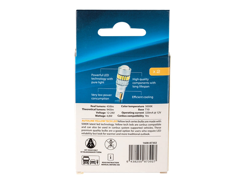 AUTOLINE – LED spuldze T10 (W5W), 945 lm, 12/24 V, 5000 K, 2 gab.