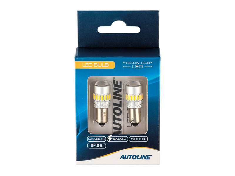 4.8W(450Lm/945Lm) 12/24V AUTOLINE LED auto spuldzes 2gb, BA9s, 320 mA @12V, auksti balta gaisma 5000K