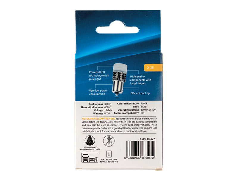 0.6W(51Lm/330Lm) 12V AUTOLINE LED car bulb 2gb, T5, 49 mA, cool white light 5000K