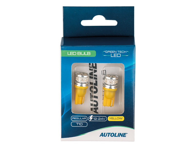 12-24V 2.9W(700Lm) LED-autolamp W5W, T10, W2.1x9.5d, 170 mA @12V, kollane