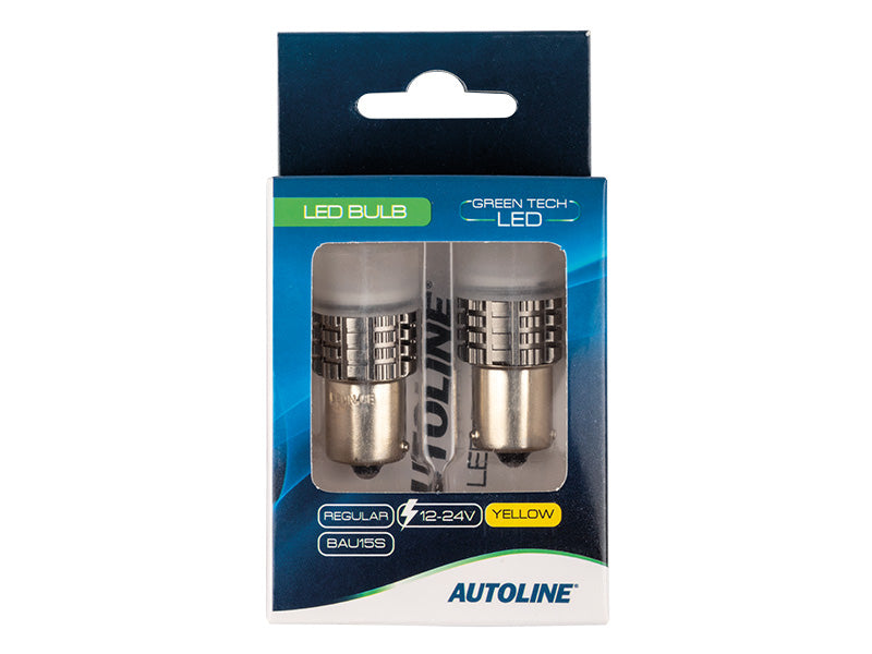 6.6W(280/2400Lm) 12/24V AUTOLINE LED car bulbs 2gb, yellow, BAU15s, 550 mA @12V