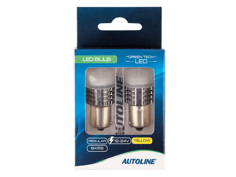 6.6W(280/2400Lm) 10-60V AUTOLINE LED car bulbs 2gb, yellow, BA15s, 550 mA @12V