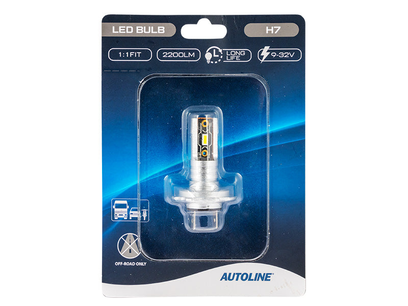 9-32V 2200Lm AUTOLINE Direct Fit LED H7 autospuldze, auksti balta gaisma 5500K