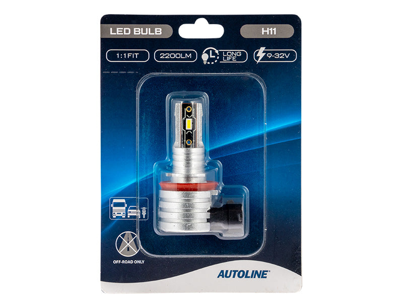 9-32V 2200Lm AUTOLINE Direct Fit LED H11 autospuldze, auksti balta gaisma 5500K