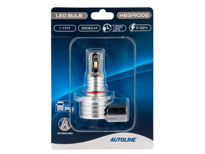 9-32V 2200 Lm AUTOLINE Direct Fit LED HB3/9005 auto bulb, cool white light 5500K
