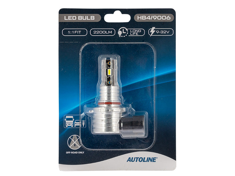 9-32V 2200 Lm AUTOLINE Direct Fit LED HB4/9006 autospuldze, auksti balta gaisma 5500K
