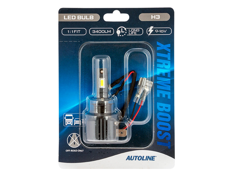 9-16V 3400Lm AUTOLINE Xtreme Boost LED H3 autospuldze, auksti balta gaisma 5500K