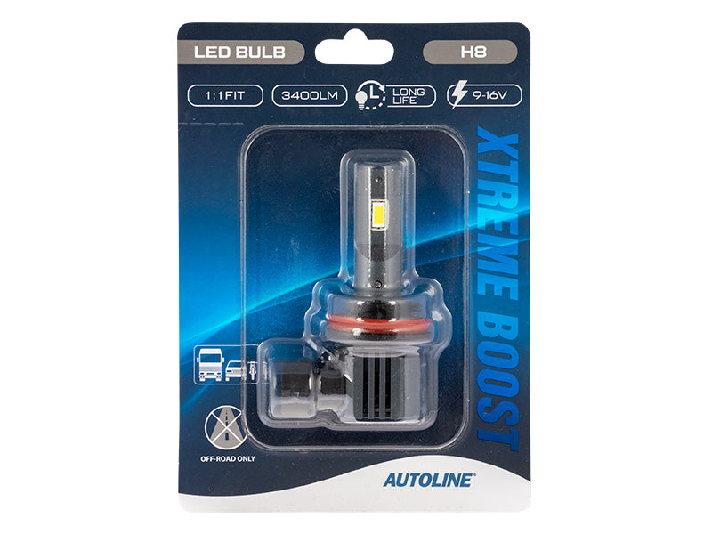 9-16V 3400 Lm AUTOLINE Xtreme Boost LED H8 car bulb, cool white light 5500K